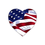 LOVE USA Heart Flag.  Sticker (Peel N' Stick)